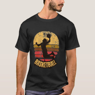 Vintage-Basketball-Sonnenuntergangs-Silhouette | R T-Shirt