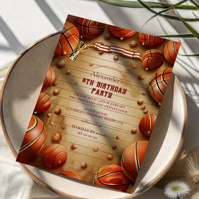 Vintage Basketball Sports Birthday Einladung (Von Creator hochgeladen)