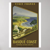 Vintage baskische Küste Frankreich Reiseplakat