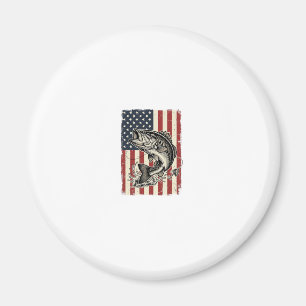 Vintage-Bass-Fischen-Amerikanisches-Flag-Shirt-Des Magnet