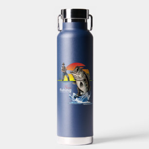 Vintage-Bassfischerei-Grafik [Männlich-2]  Trinkflasche