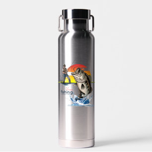 Vintage-Bassfischerei-Grafik [Männlich]  Trinkflasche