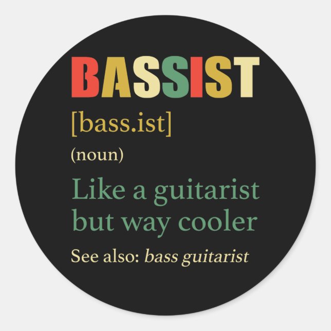 Vintage Bassist-Definition Runder Aufkleber (Vorderseite)