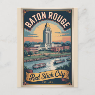 Vintage Baton Rouge Louisiana Retro-Reiseposter  Postkarte