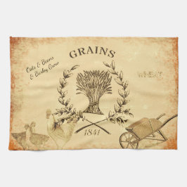 Vintage Bauernhof-Korn-Sack-Huhn-Collage Küchentuch