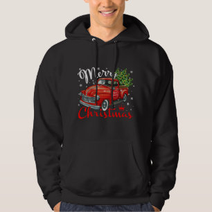 Vintage Bauernhöfe Roter LKW Weihnachtsbaum Hoodie