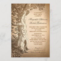 Vintage Baum alte rustikale Hochzeitseinladungen