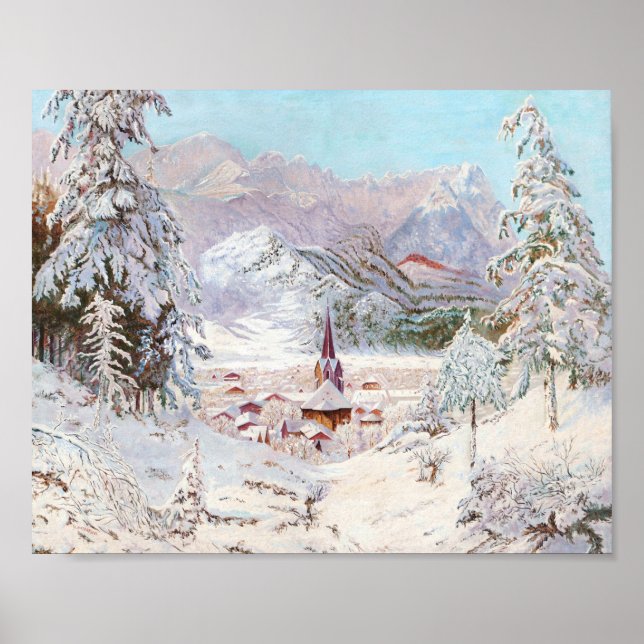Vintage bayerische Winterweihnachtskunst Poster (Vorne)