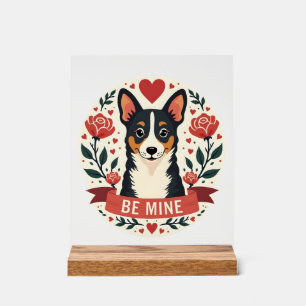 Vintage Be Mine Corgi Valentinstag Florale Folk Ar Acrylschild