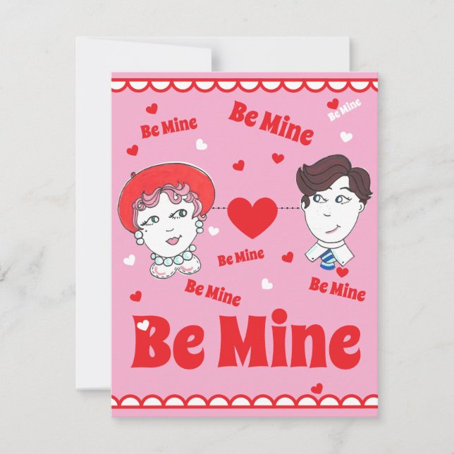 Vintage Be Mine Valentines Flat Card (Vorderseite)