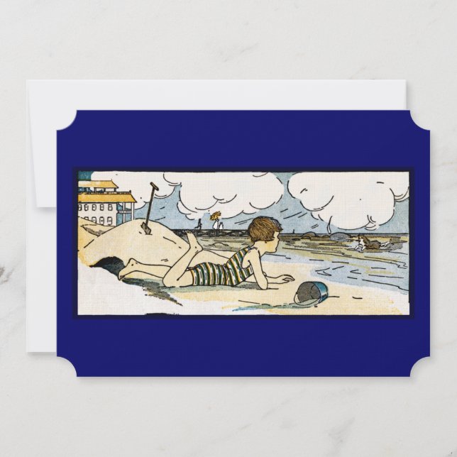 Vintage Beach Art Seascape Individuelle Einladunge Einladung (Vorderseite)