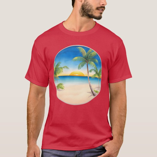 Vintage Beach Landscape retro T-Shirt (Vorderseite)