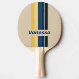 Vintage Beach Sand Pin Striped with Name Tischtennis Schläger