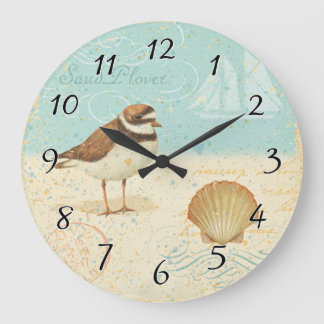 Vintage Beach Scene Große Wanduhr
