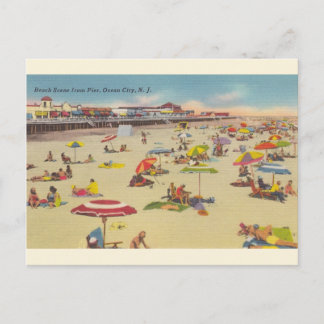 Vintage Beach Scene Ocean City Carte postale NJ