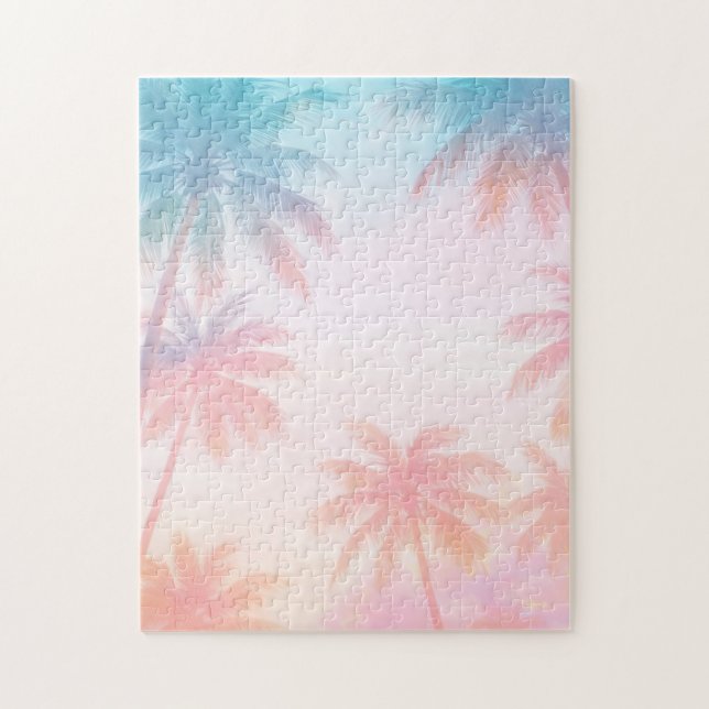 Vintage Beach Sunset Palm Trees Pastel             (Vertikal)