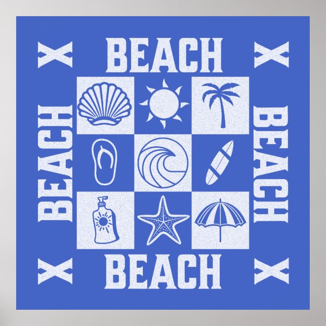 Vintage Beach Vibes -Beach Beach Beach  Poster (Vorne)