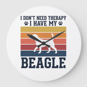 Vintage-Beagle-Hund-Therapie-Shirt-Design_1 Große Wanduhr