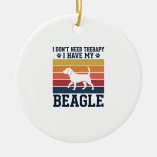 Vintage-Beagle-Hund-Therapie-Shirt-Design_1 Keramik Ornament