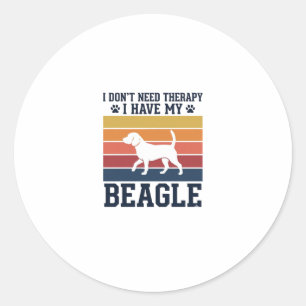 Vintage-Beagle-Hund-Therapie-Shirt-Design_1 Runder Aufkleber