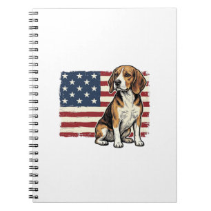 Vintage-Beagle-Patriotismus-Flagge-Hunde-Shirt-Des Notizblock