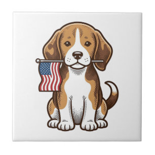 Vintage-Beagle-Welpen-Shirt-Design mit amerikanisc Fliese