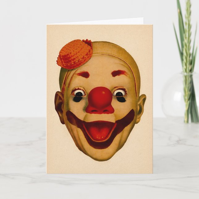 Vintage Beängstigende Clownerkarte Feiertagskarte (Vorderseite)