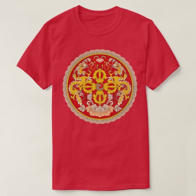 Vintage beängstigende Wappen Bhutans T-Shirt (Design vorne)