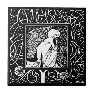 Vintage Beardsley Engel Keramikfliese