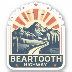 vintage Beartooth Highway US 212 Montana Straße Aufkleber