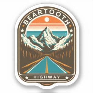 vintage Beartooth Highway US 212 Montana Straße Aufkleber