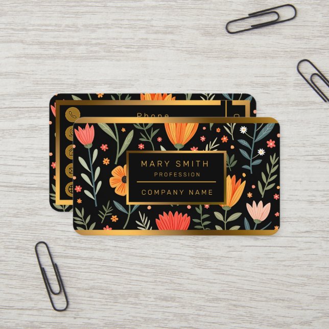 Vintage Beautiful Floral Populäre Sammlung Visitenkarte (Vorderseite/Rückseite Beispiel)