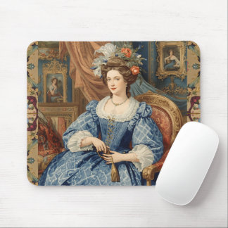 Vintage,Beautiful Noblewoman in a Blue Dress Mousepad