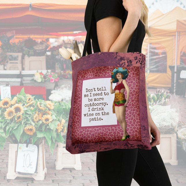 Vintage Beauty Drink Wein Funny Tasche (Von Creator hochgeladen)