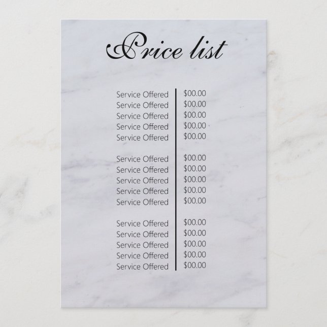 Vintage Beauty Salon Price List Menükarte (Vorderseite)