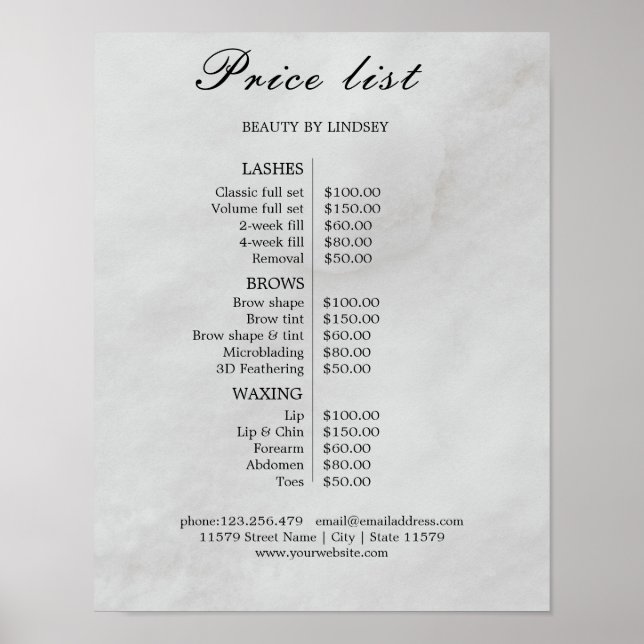 Vintage Beauty Salon Price List Poster (Vorne)