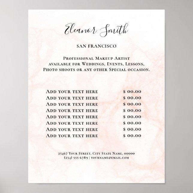 Vintage Beauty Salon Price List Poster (Vorne)