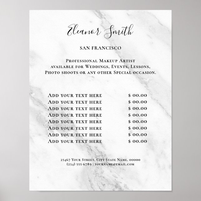 Vintage Beauty Salon Price List Poster (Vorne)