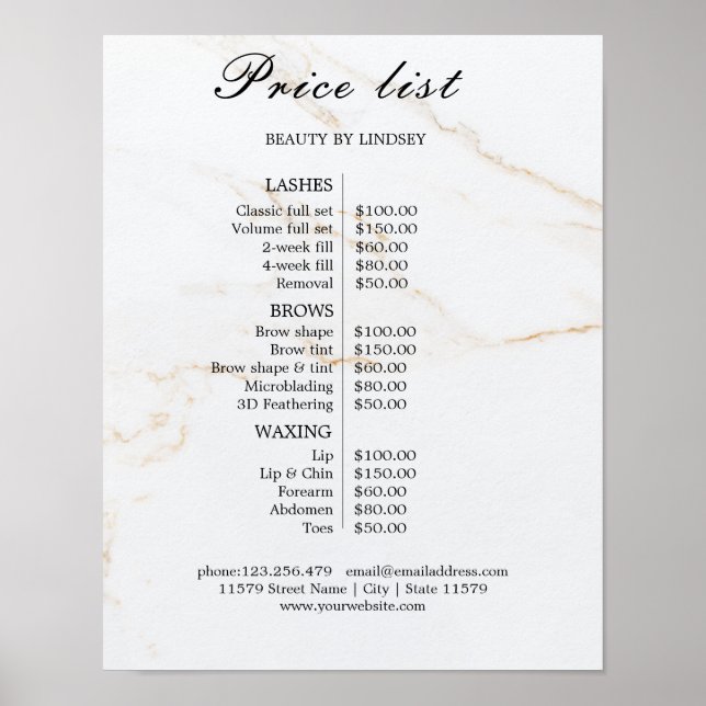 Vintage Beauty Salon Price List Poster (Vorne)