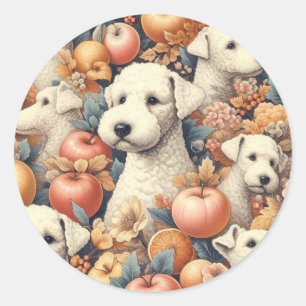 Vintage Bedlington Terrier Nahtlos  Runder Aufkleber