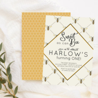 Vintage Bee Baby Bee 1. Geburtstag Einladung