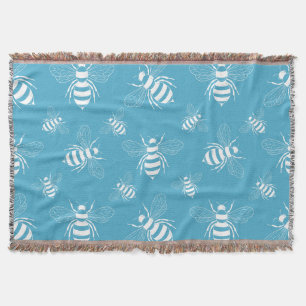 Vintage Bee Botanical Blau (2) Decke
