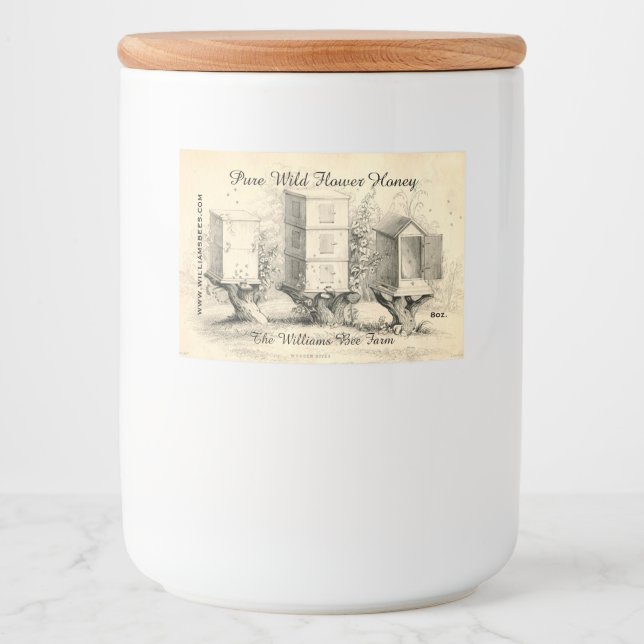Vintage Bee Hives Honey Jar Étiquette (Devant)