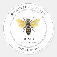 Vintage Bee Honey Jar étiquette