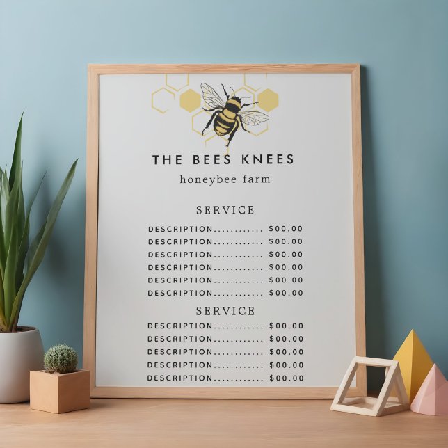 Vintage Beekeeping & Honeybee Farm Business Menükarte (Vintage Beekeeping & Honeybee Farm Business Menu)