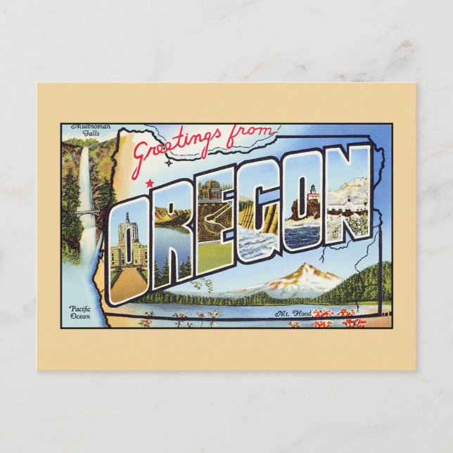 Vintage Begrüßungen aus Oregon Postkarte (Vorderseite)
