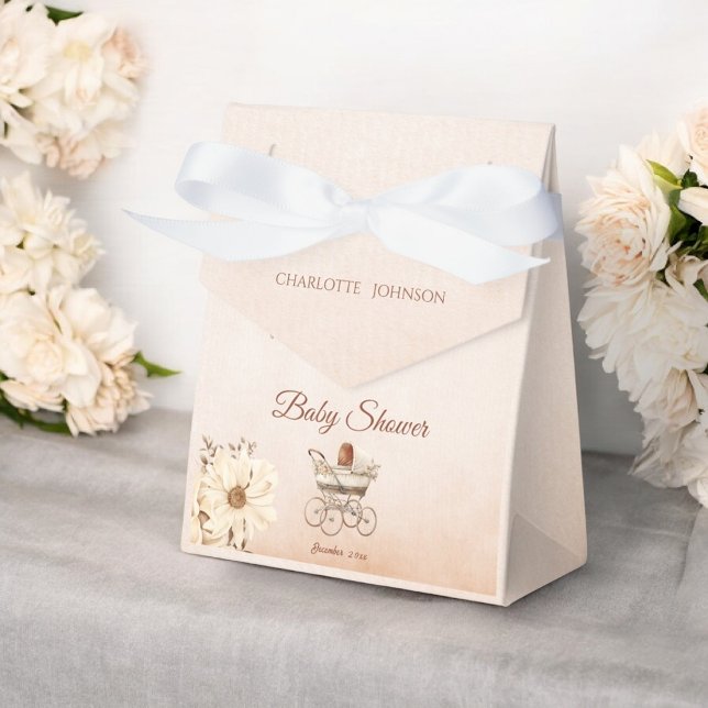 Vintage Beige Classic Gender Neutral Baby Dusche Geschenkschachtel (Von Creator hochgeladen)