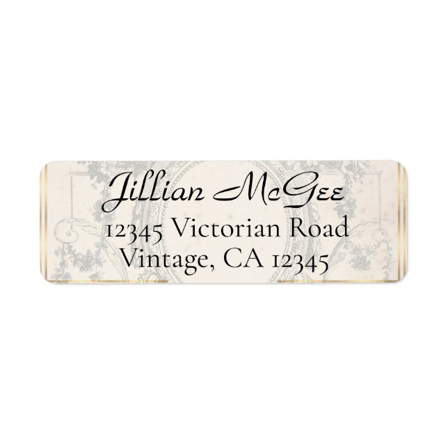 Vintage Beige, Gold Ornate Address Labels (Vorne)