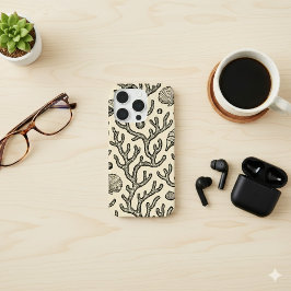 vintage beige hand drawn coral reef pattern iPhone 15 pro hülle