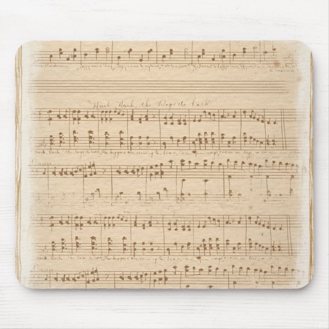 Vintage beige Musiknoten Mousepad (Vorne)